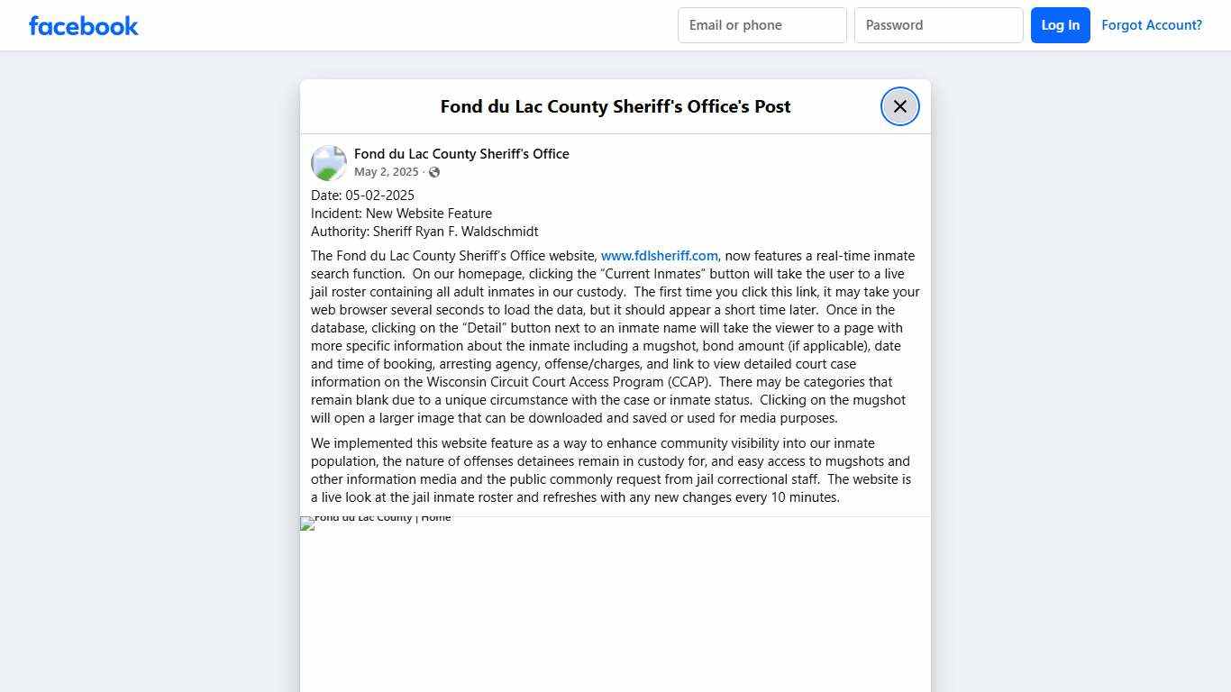 Date: 05-02-2025... - Fond du Lac County Sheriff's Office Facebook