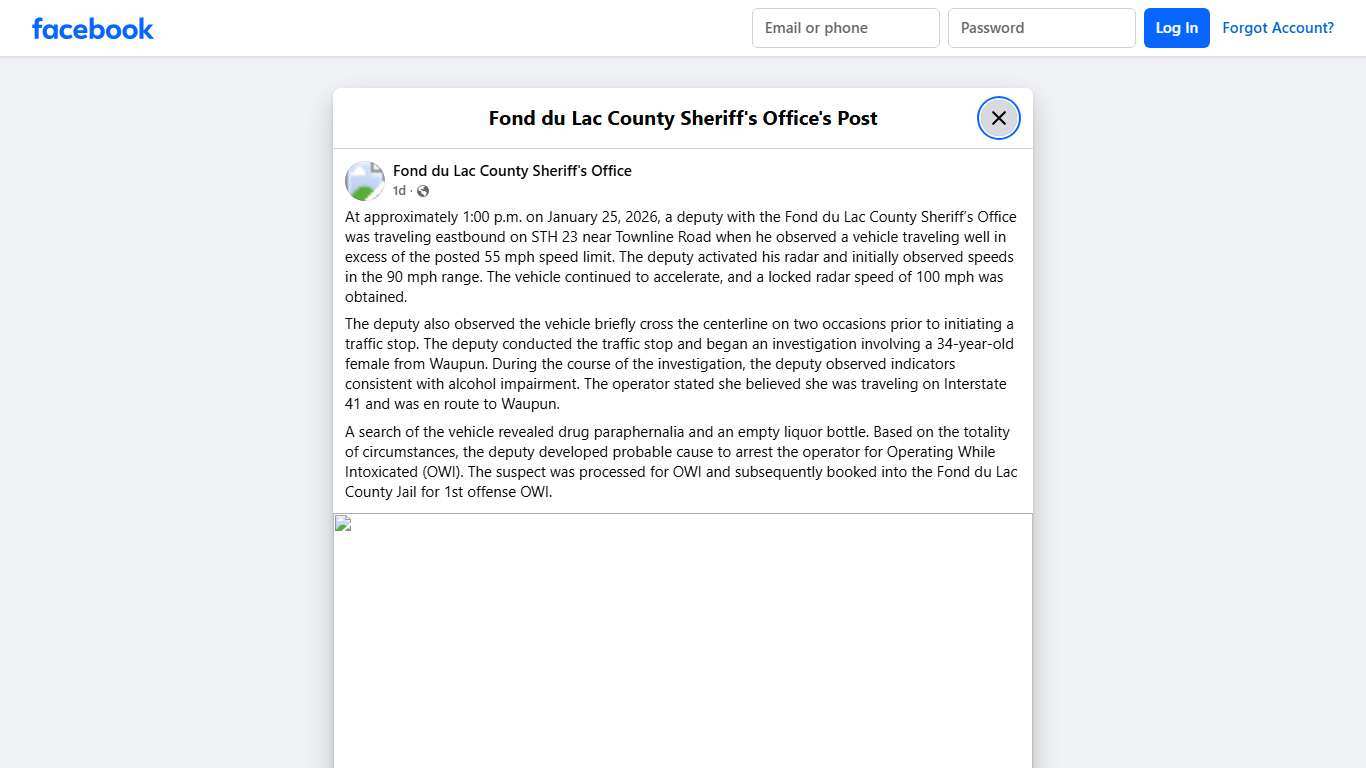 At approximately... - Fond du Lac County Sheriff's Office Facebook